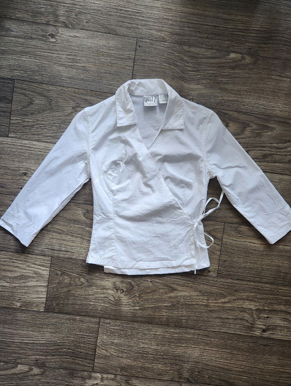 Quizz White Wrap Blouse Tie Detail Size Small